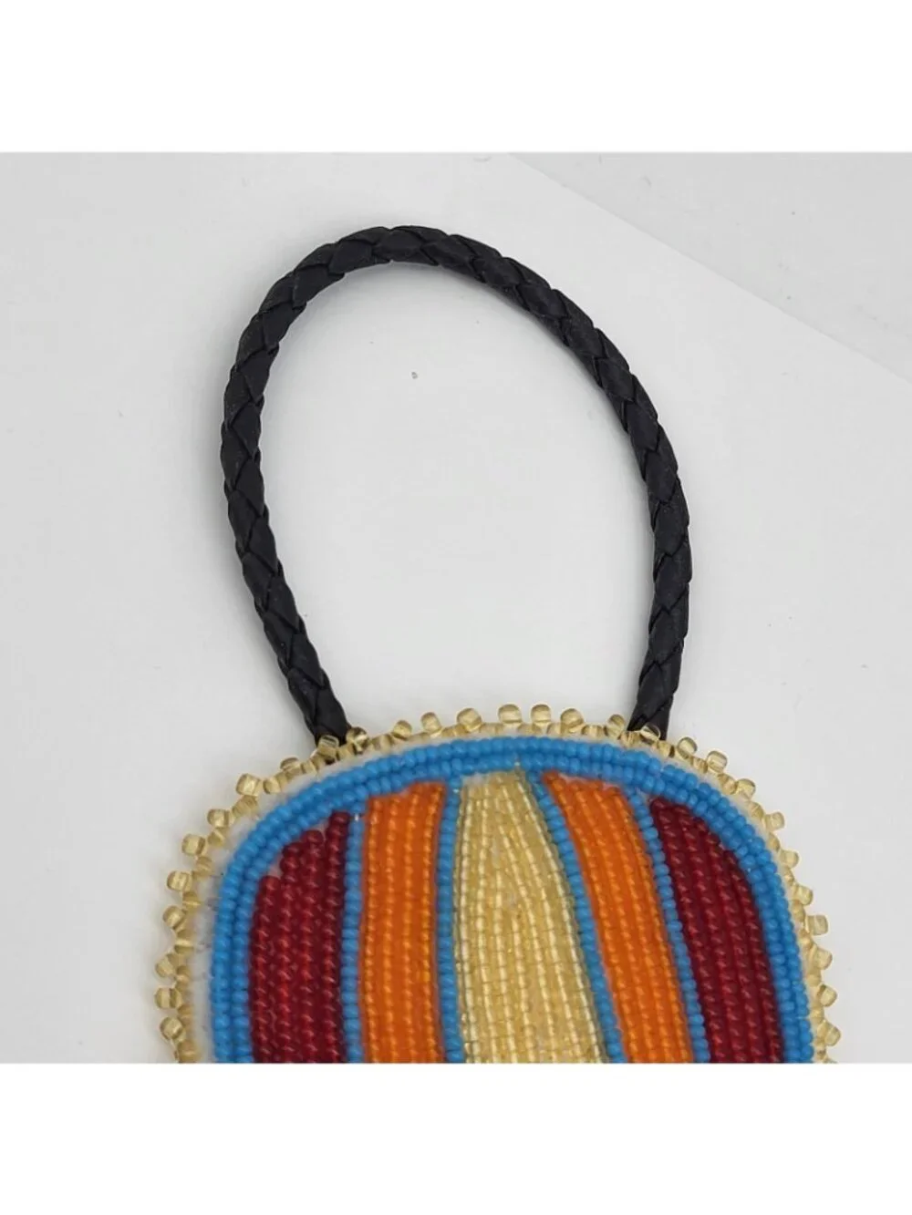 Vintage Native American Bolo Tie Hand Beaded Hot Air Balloon Frazier signed